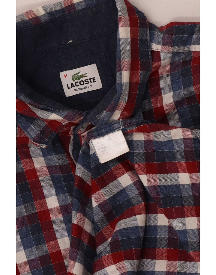 Camisa masculina Lacoste tamanho 41 médio algodão xadrez multicolorido