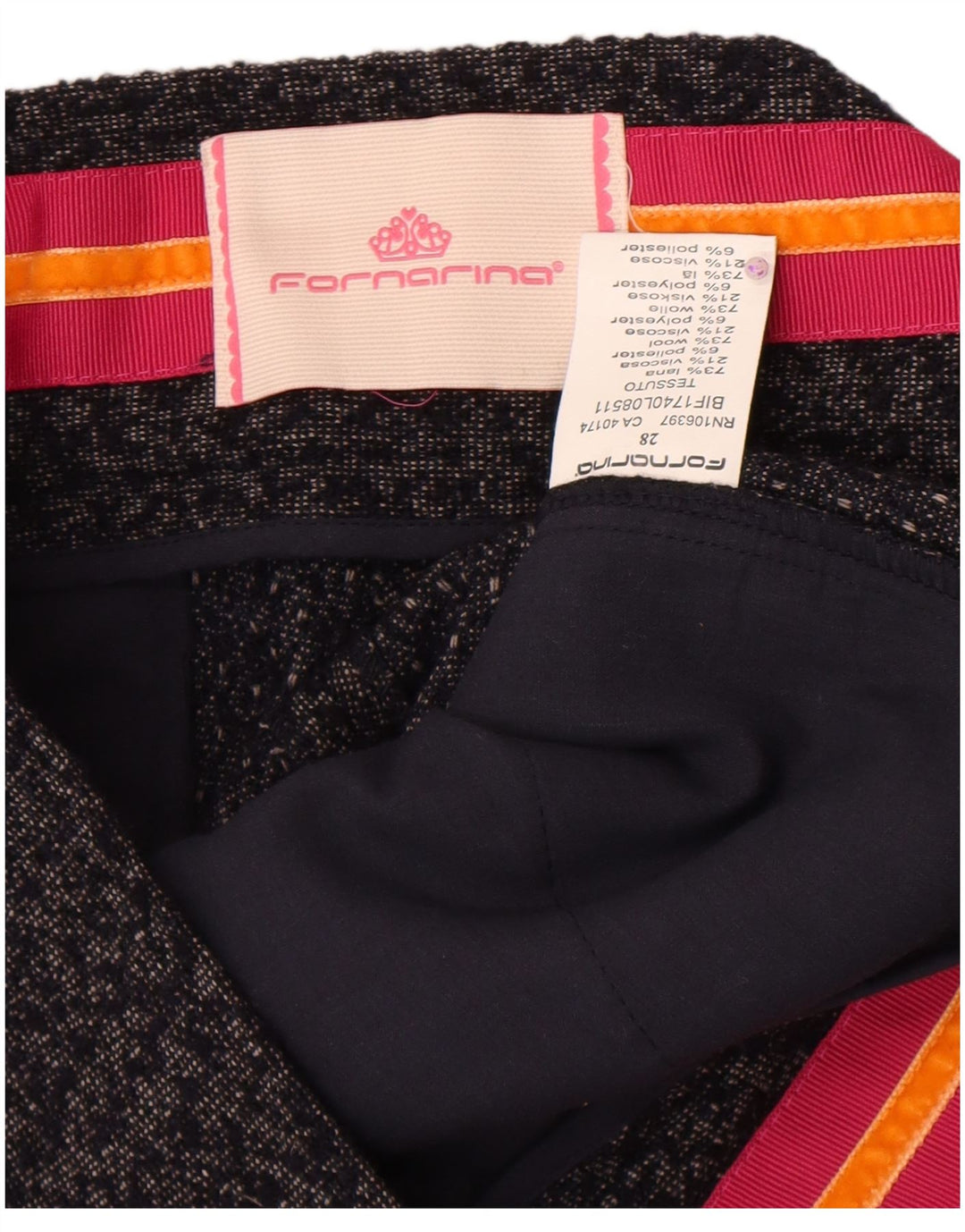 Shorts chino feminino Fornarina W28 lã cinza médio