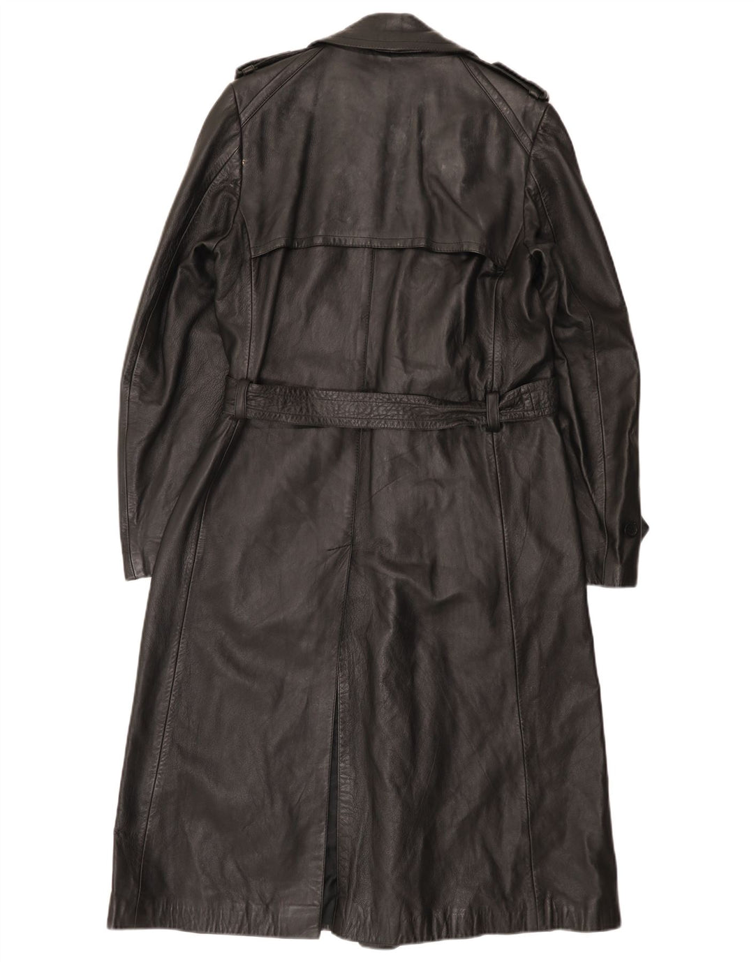 Casaco de couro vintage masculino militar com peito duplo Reino Unido 36 preto pequeno