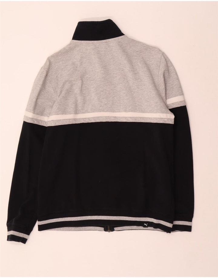 PUMA Mens Tracksuit Top Jacket Pequeno Cinza Colorblock Algodão