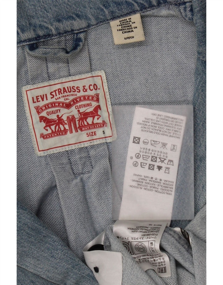 Casaco jeans feminino grande e desgastado Levi's Reino Unido 10 algodão azul pequeno
