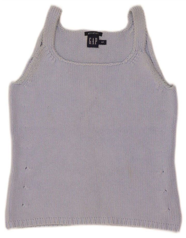 Gap Womens Crop Knit Cami Top Reino Unido 8 Pequeno Algodão Azul
