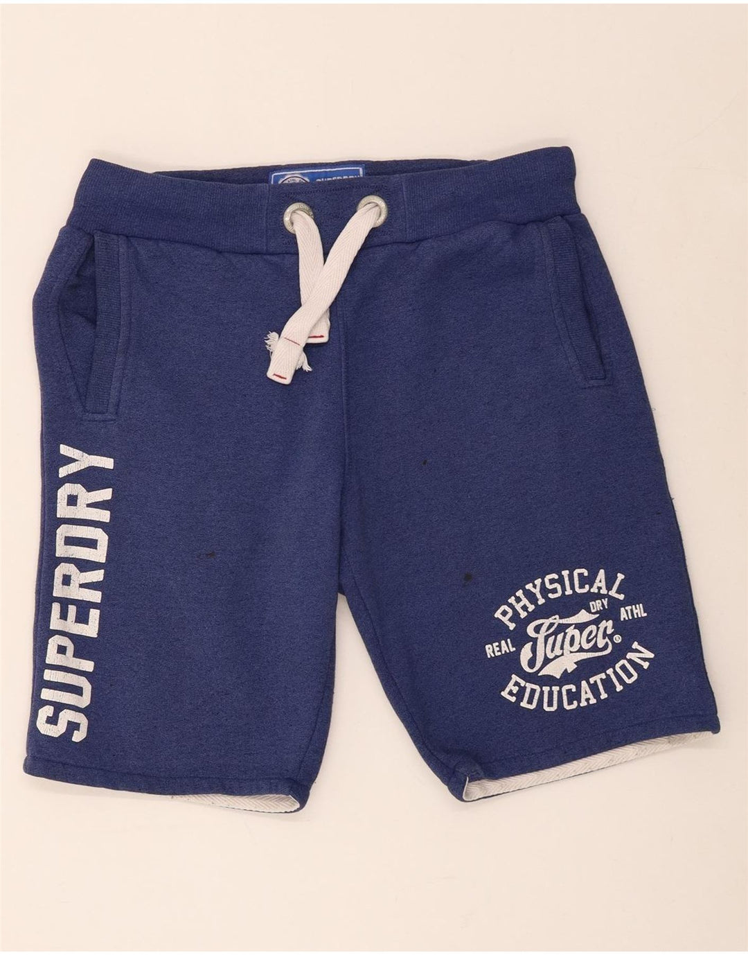 Superdry Mens Graphic Sport Shorts Médio Azul Algodão