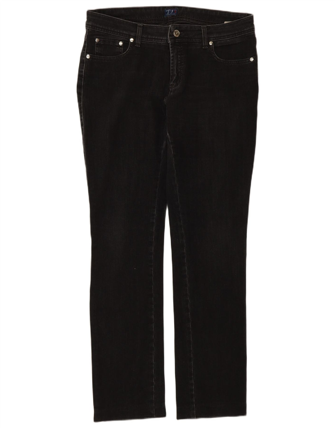 Jeans retos femininos TRUSSARDI W30 L32 algodão preto