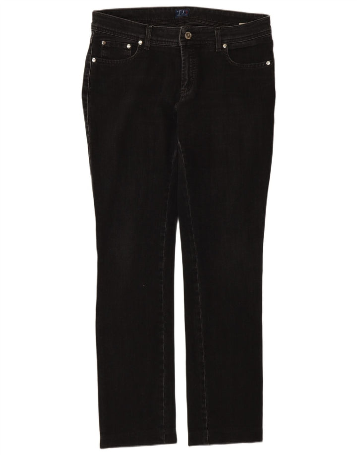 Jeans retos femininos TRUSSARDI W30 L32 algodão preto