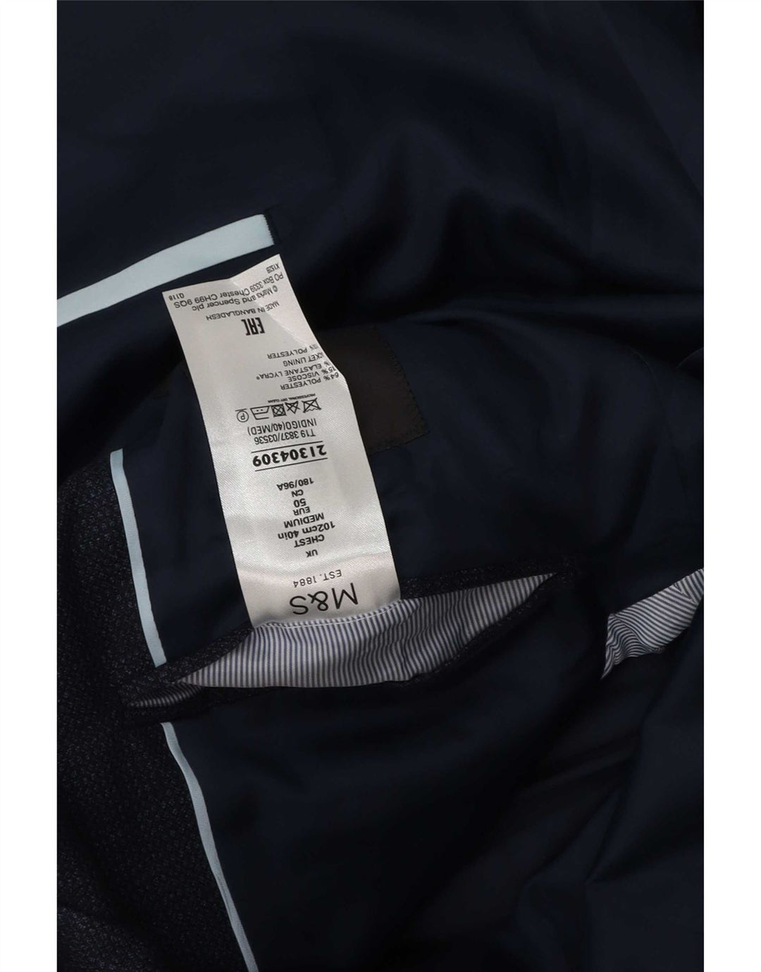 Jaqueta Blazer masculina de 2 botões Marks & Spencer Reino Unido 40 Azul marinho médio