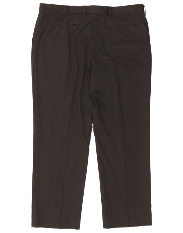 Calça masculina de terno reto Marks & Spencer W38 L29 poliéster preto