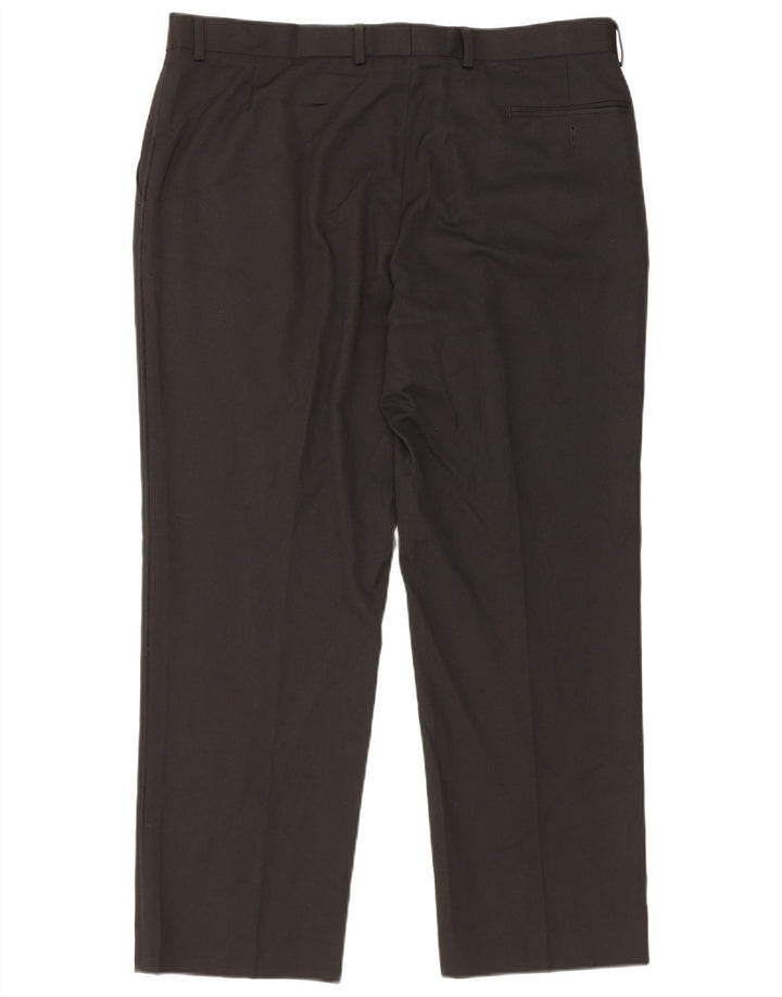 Calça masculina de terno reto Marks & Spencer W38 L29 poliéster preto