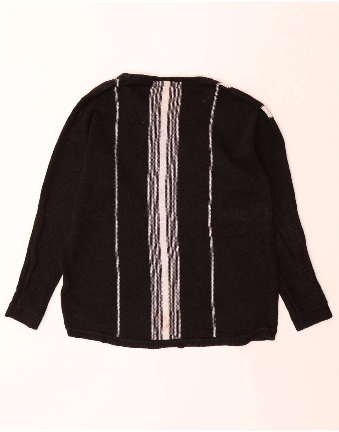 Suéter masculino CALVIN KLEIN com gola canoa, algodão listrado preto médio