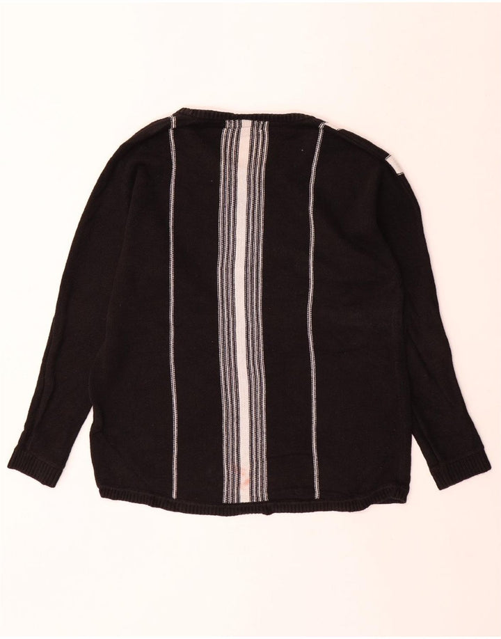 Suéter masculino CALVIN KLEIN com gola canoa, algodão listrado preto médio