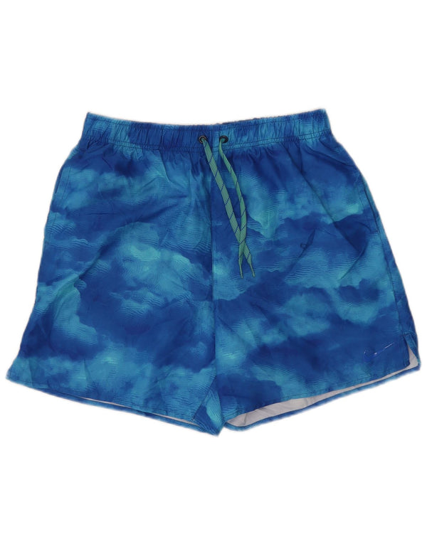 Shorts de natação masculino Nike médio azul tie-dye poliéster
