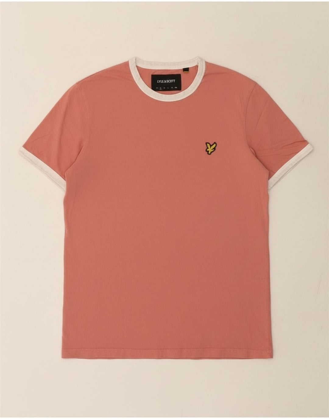 Camiseta masculina Lyle & Scott pequena de algodão rosa