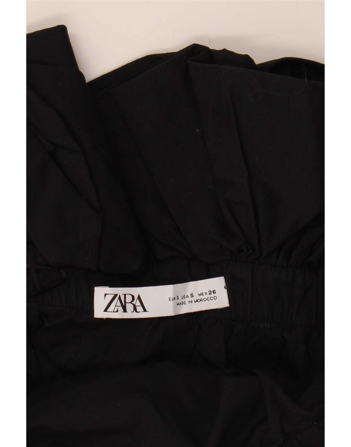 Zara Top feminino sem ombro UK 10 pequeno preto