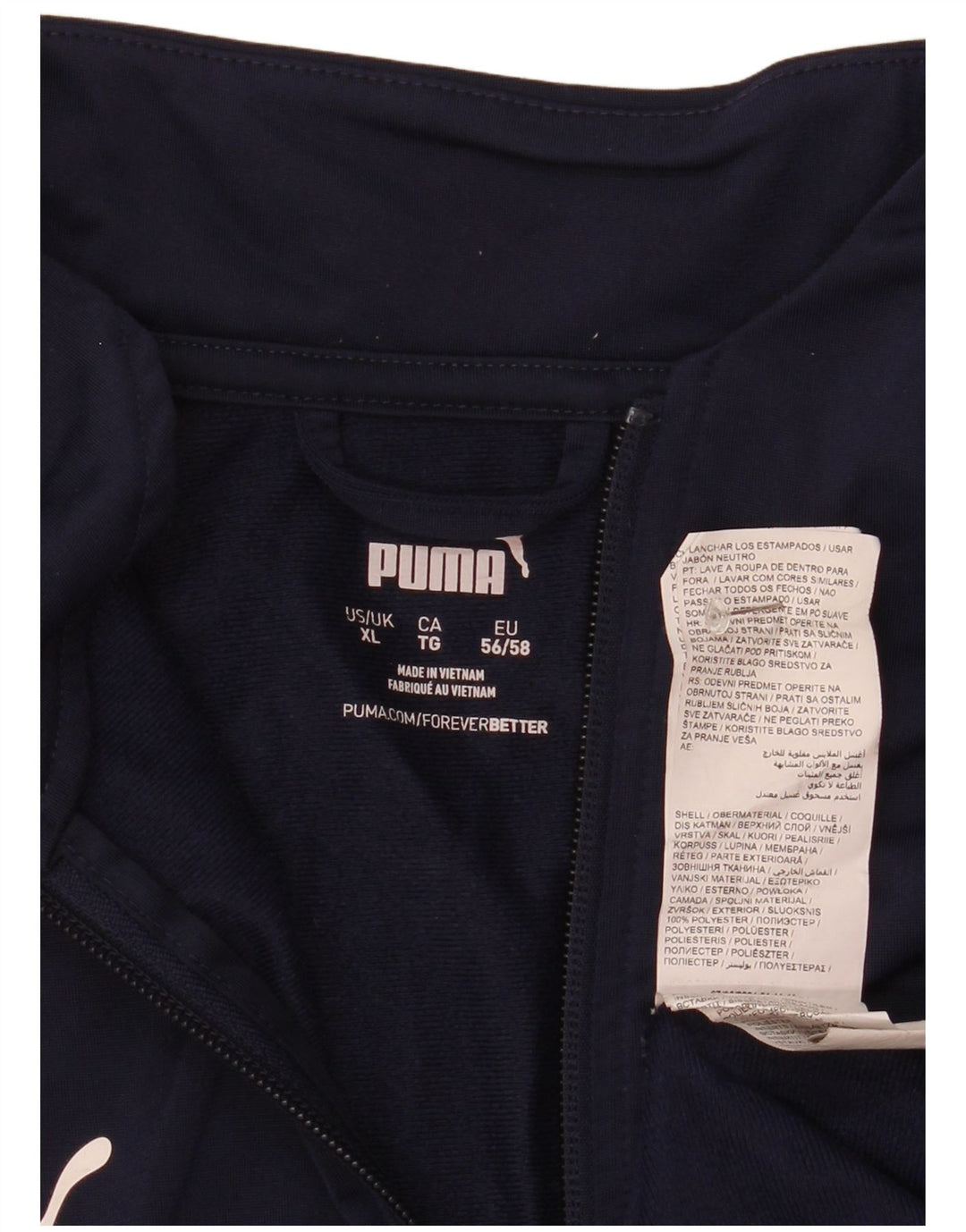 Puma Mens Zip Neck Pullover Treino Top XL Azul Marinho Poliéster