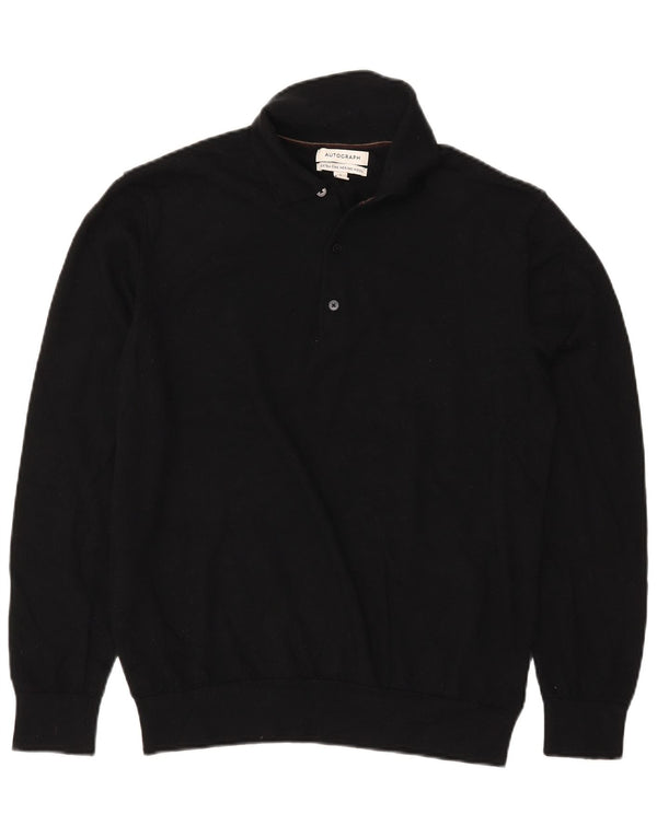 Suéter masculino Marks & Spencer Autograph Polo com gola grande preto