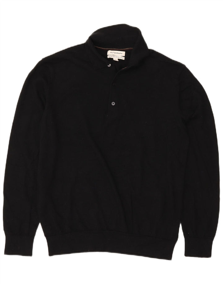 Suéter masculino Marks & Spencer Autograph Polo com gola grande preto
