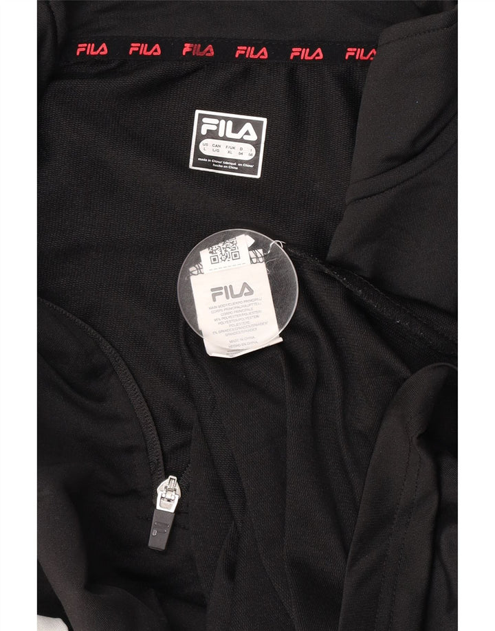 FILA Mens Zip Neck Pullover Treino Top XL Preto Colourblock Poliéster