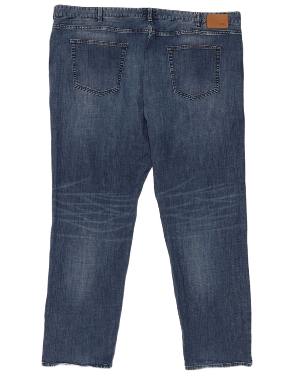 Hugo Boss Mens Straight Jeans W48 L34 Azul Algodão