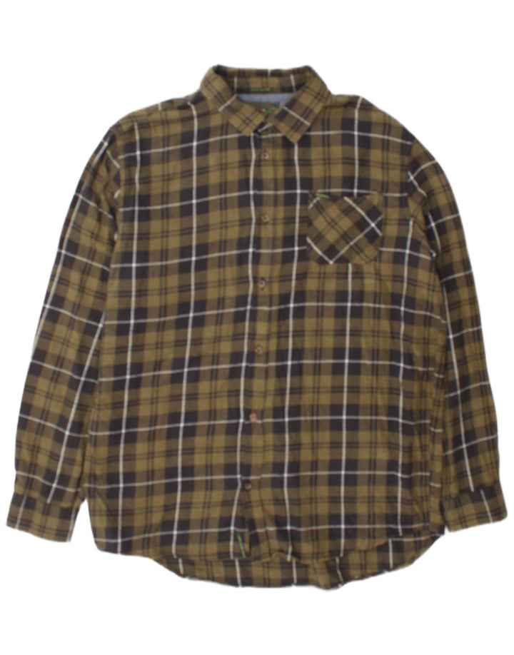 Camisa masculina de flanela Alcott 2XL algodão xadrez cáqui