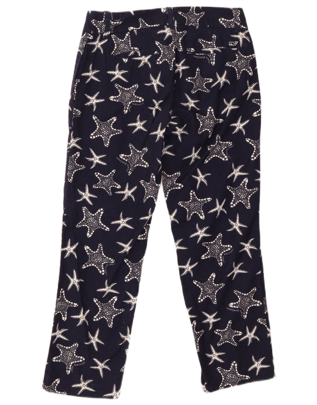 Calça feminina VINEYARD VINES cortada US 4 pequena W28 L25 azul marinho