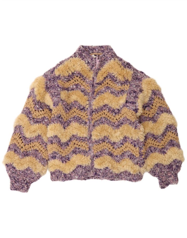 Suéter cardigã feminino com zíper completo C&A UK 14 médio multicolorido Chevron
