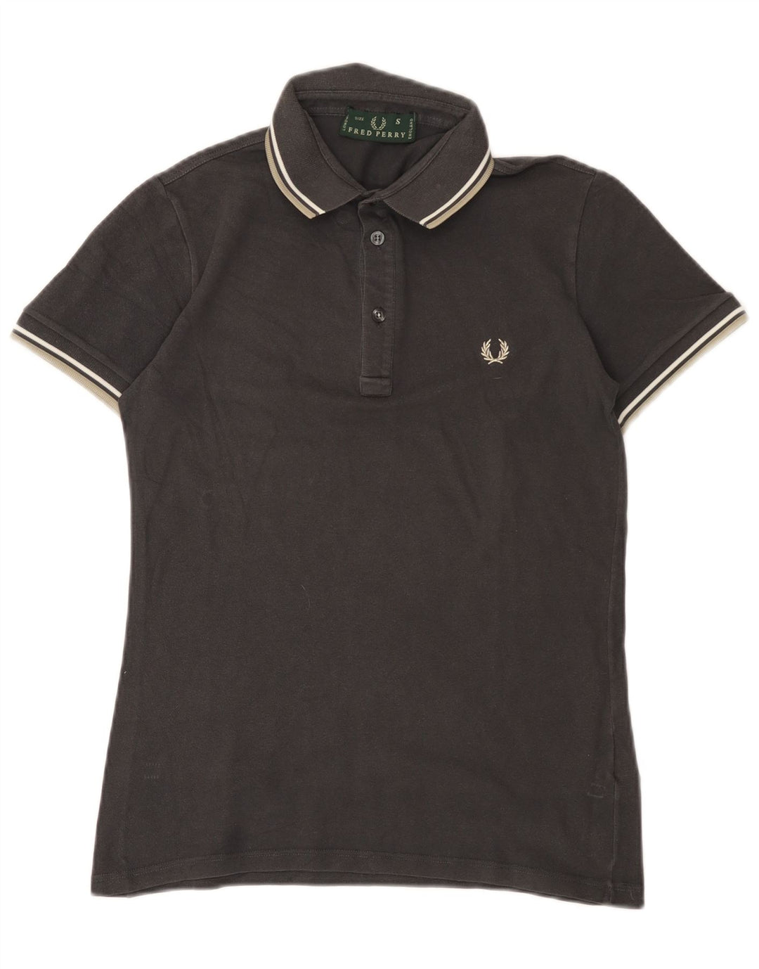 Camisa polo masculina Fred Perry pequena cinza algodão