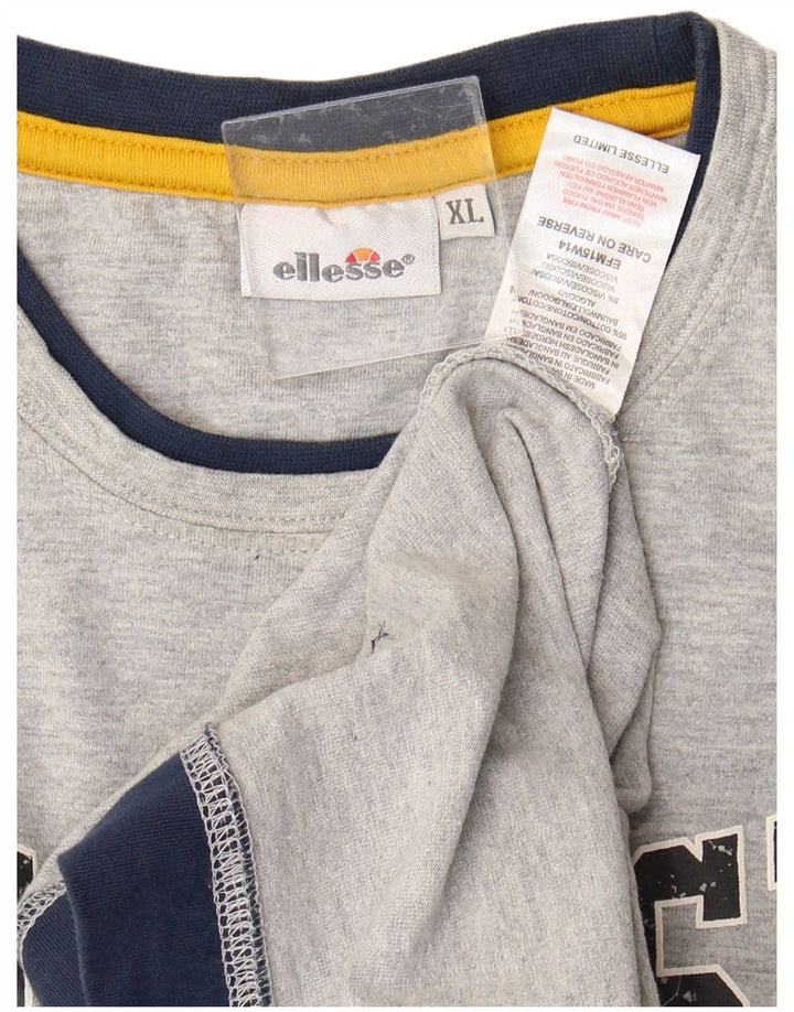 Top gráfico masculino ELLESSE manga comprida XL algodão cinza