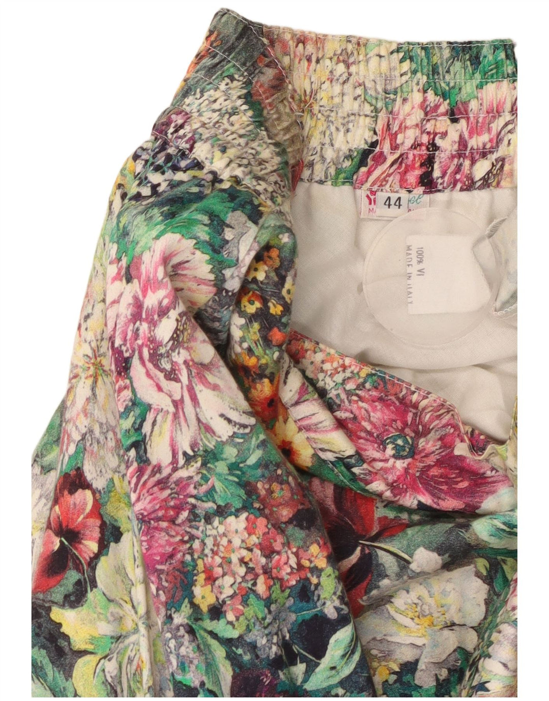 Saia evasê feminina VINTAGE IT 44 médio W26 floral multicolorido
