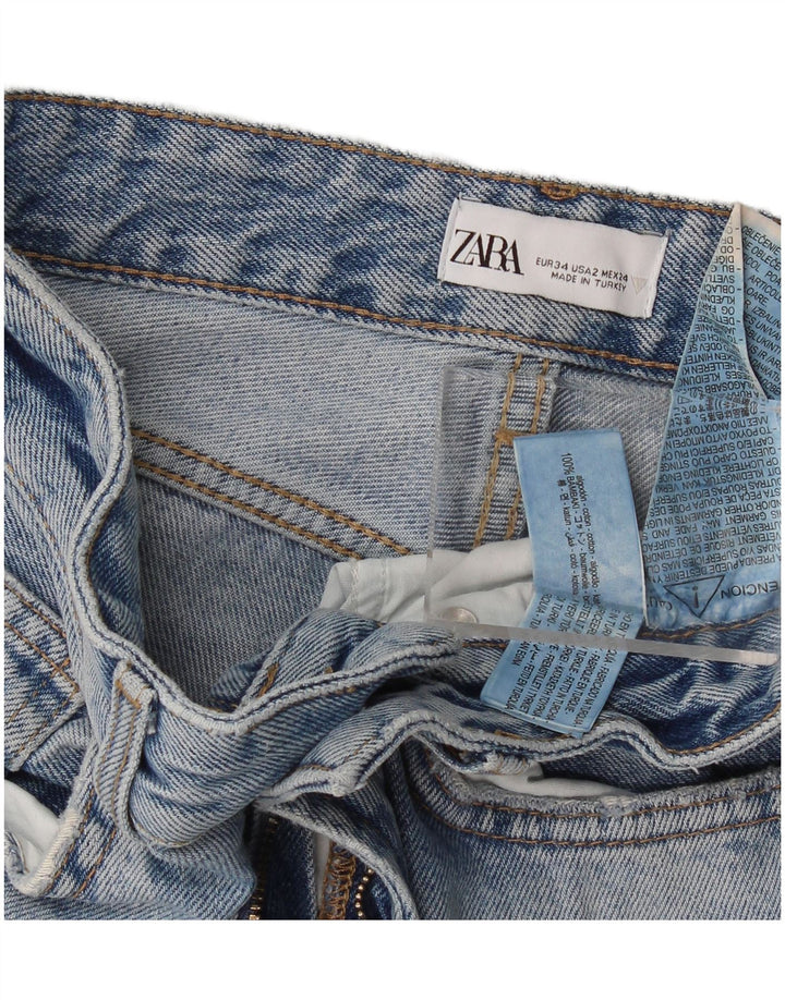 Calça jeans feminina Zara Bootcut EU 34 2XS W24 L33 azul algodão