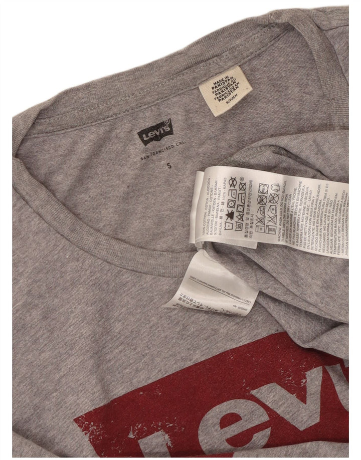 Camiseta gráfica masculina Levi's Top pequeno algodão manchado cinza