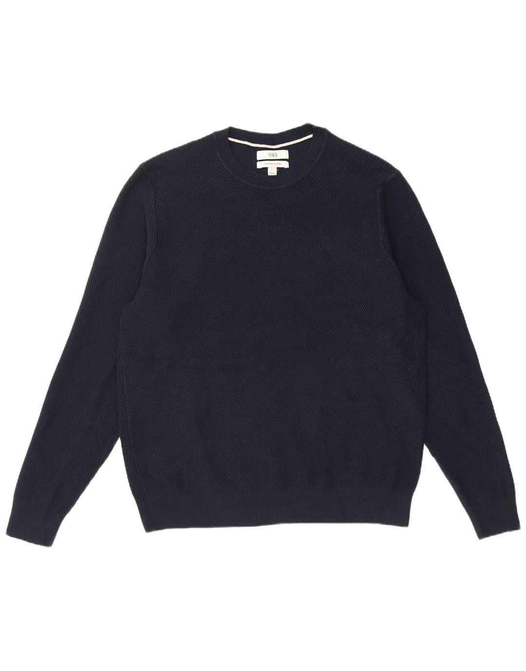 Suéter masculino Marks & Spencer com gola redonda, grande poliéster azul marinho