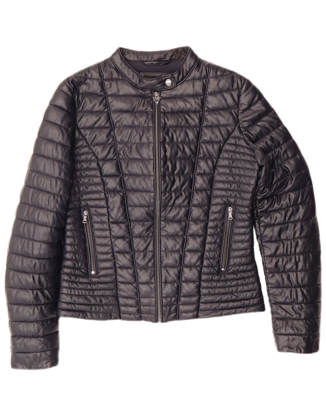 Jaqueta acolchoada feminina GUESS UK 14 poliuretano azul marinho médio