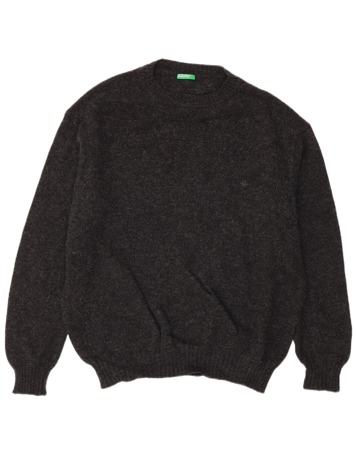 Suéter masculino Benetton com gola redonda XL cinza manchado