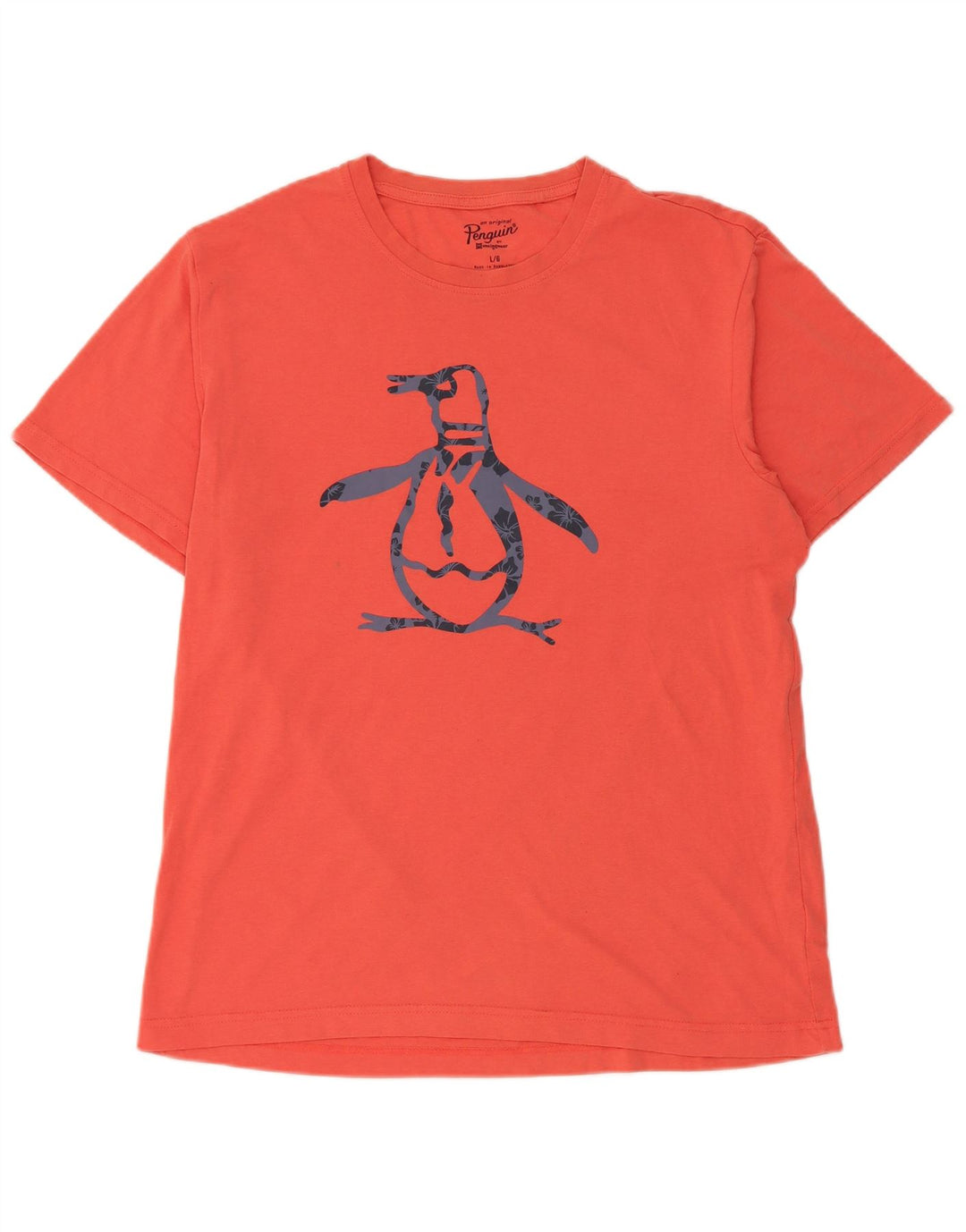 Camiseta masculina gráfica Penguin Top grande algodão laranja