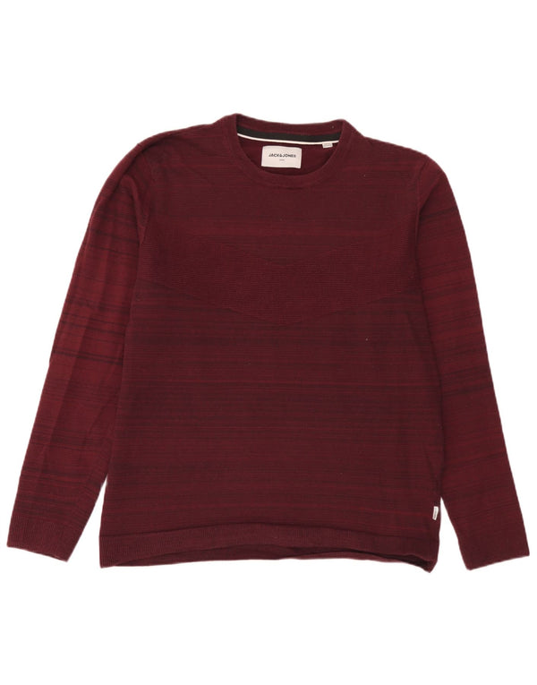 Suéter masculino Jack & Jones com gola redonda e algodão risca de giz Borgonha XL