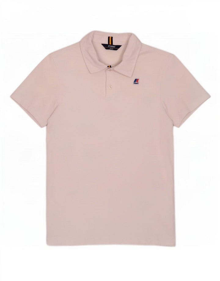 Camisa polo masculina K-Way de algodão branco médio