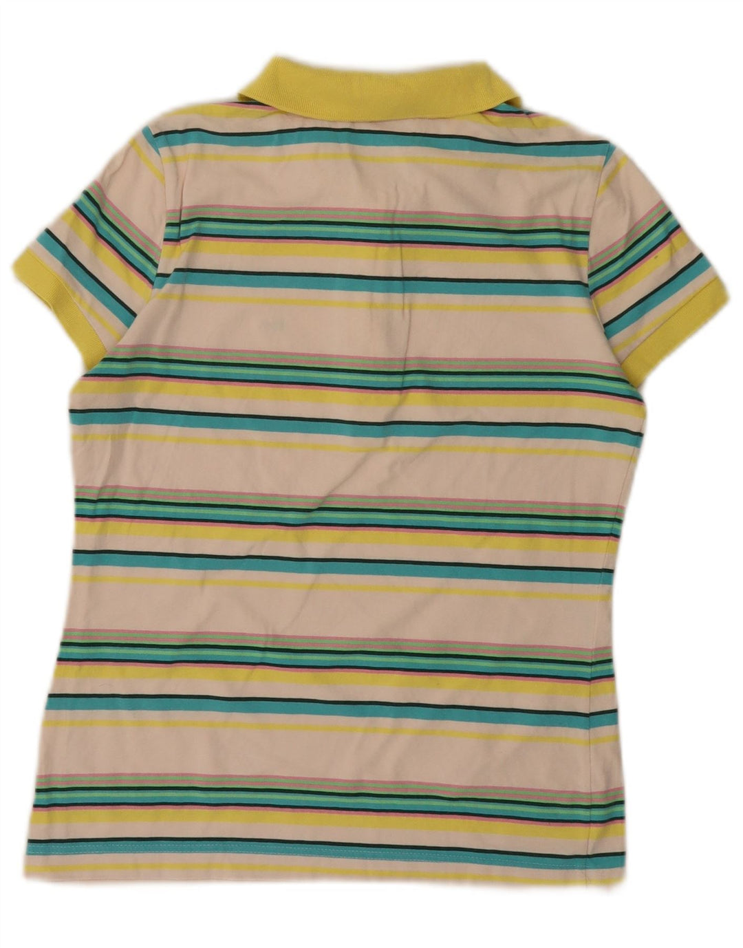 Camisa polo feminina LACOSTE tamanho 40 médio algodão listrado branco