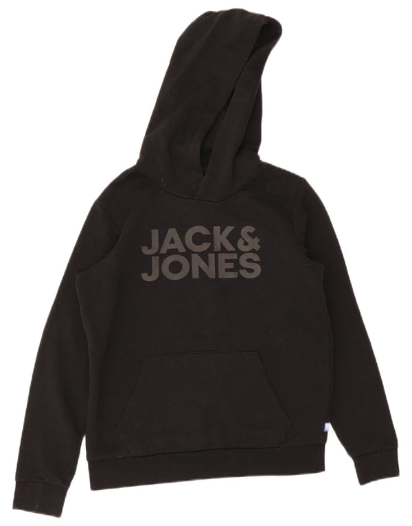 Suéter com capuz gráfico Jack & Jones Boys 15-16 anos médio preto poliéster