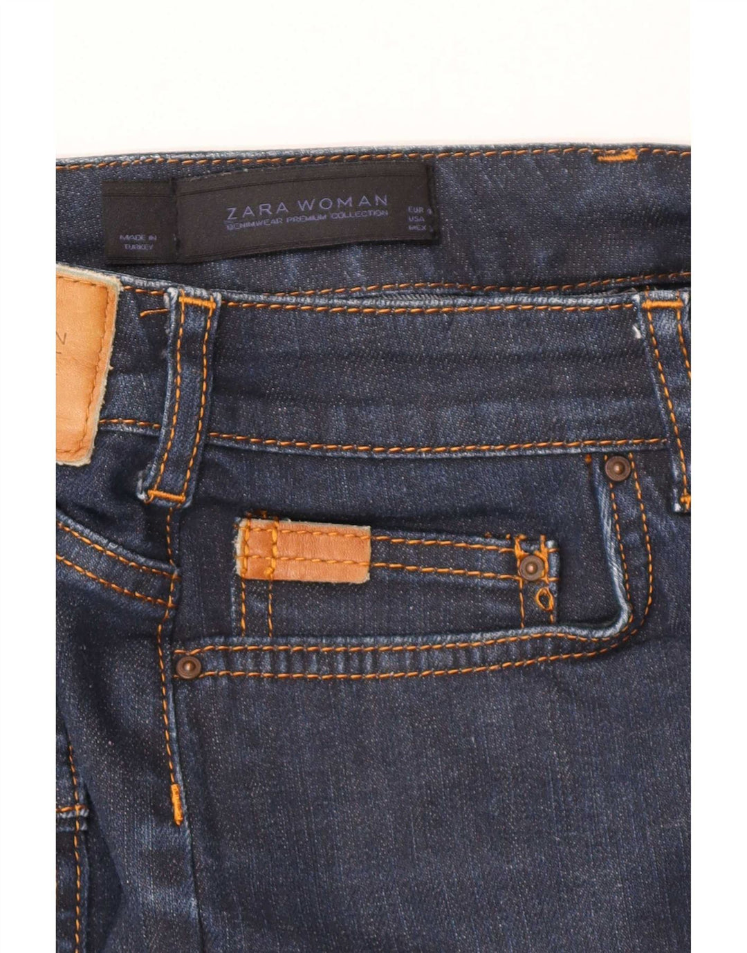 Saia jeans feminina Zara EU 40 médio W30 azul marinho