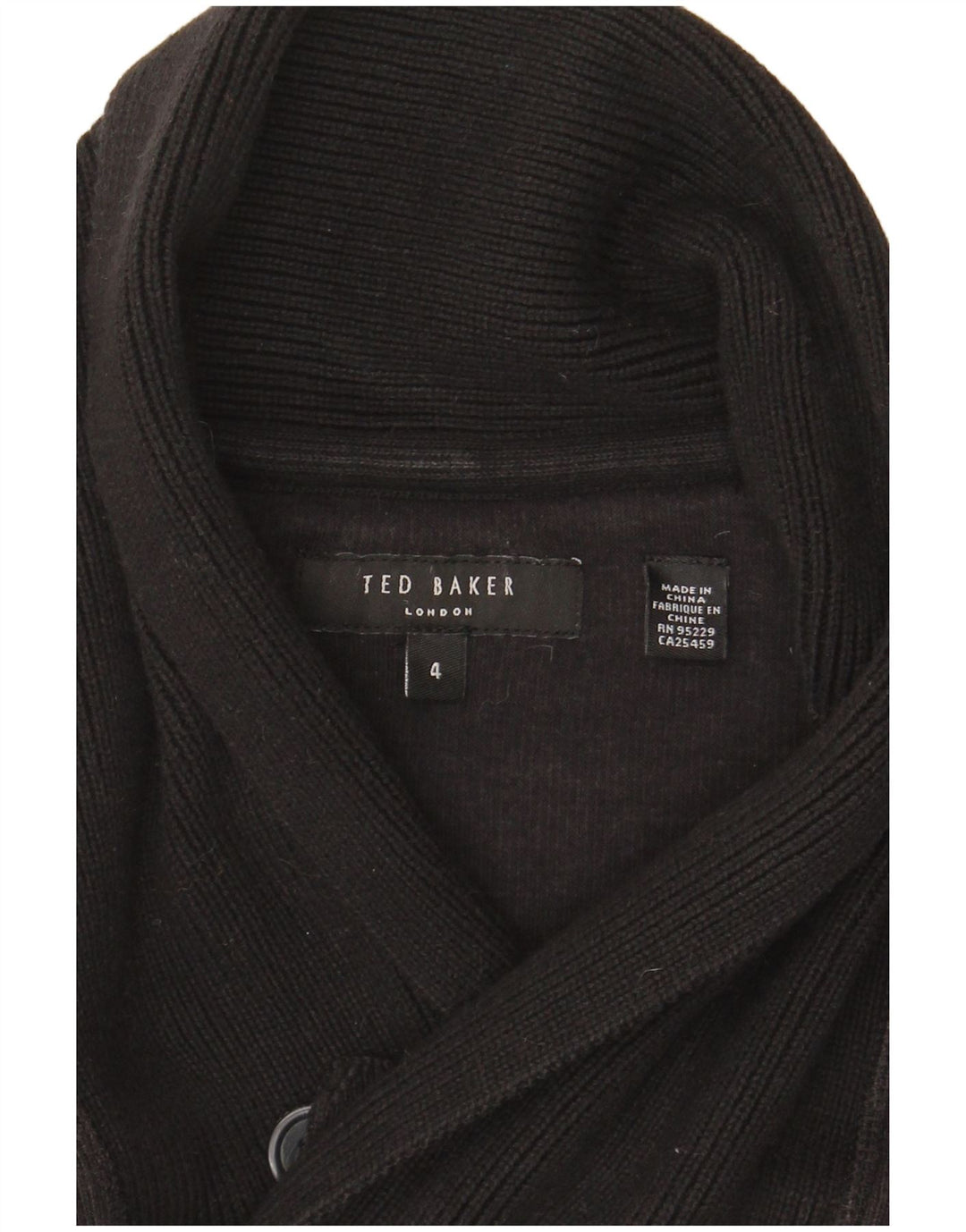Suéter masculino Ted Baker com gola xale tamanho 4 preto grande