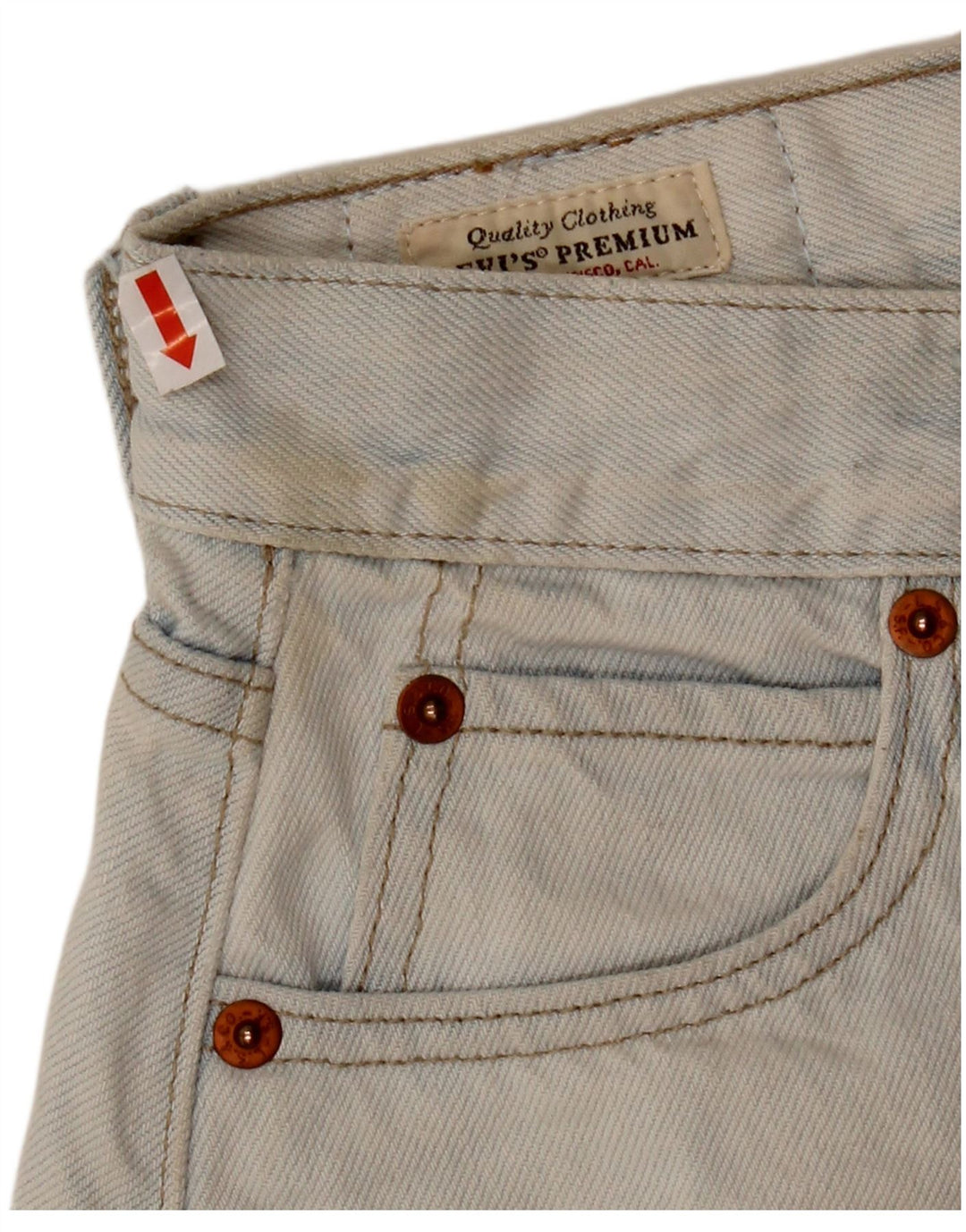 Shorts jeans feminino de cintura alta LEVI'S W25 XS azul algodão