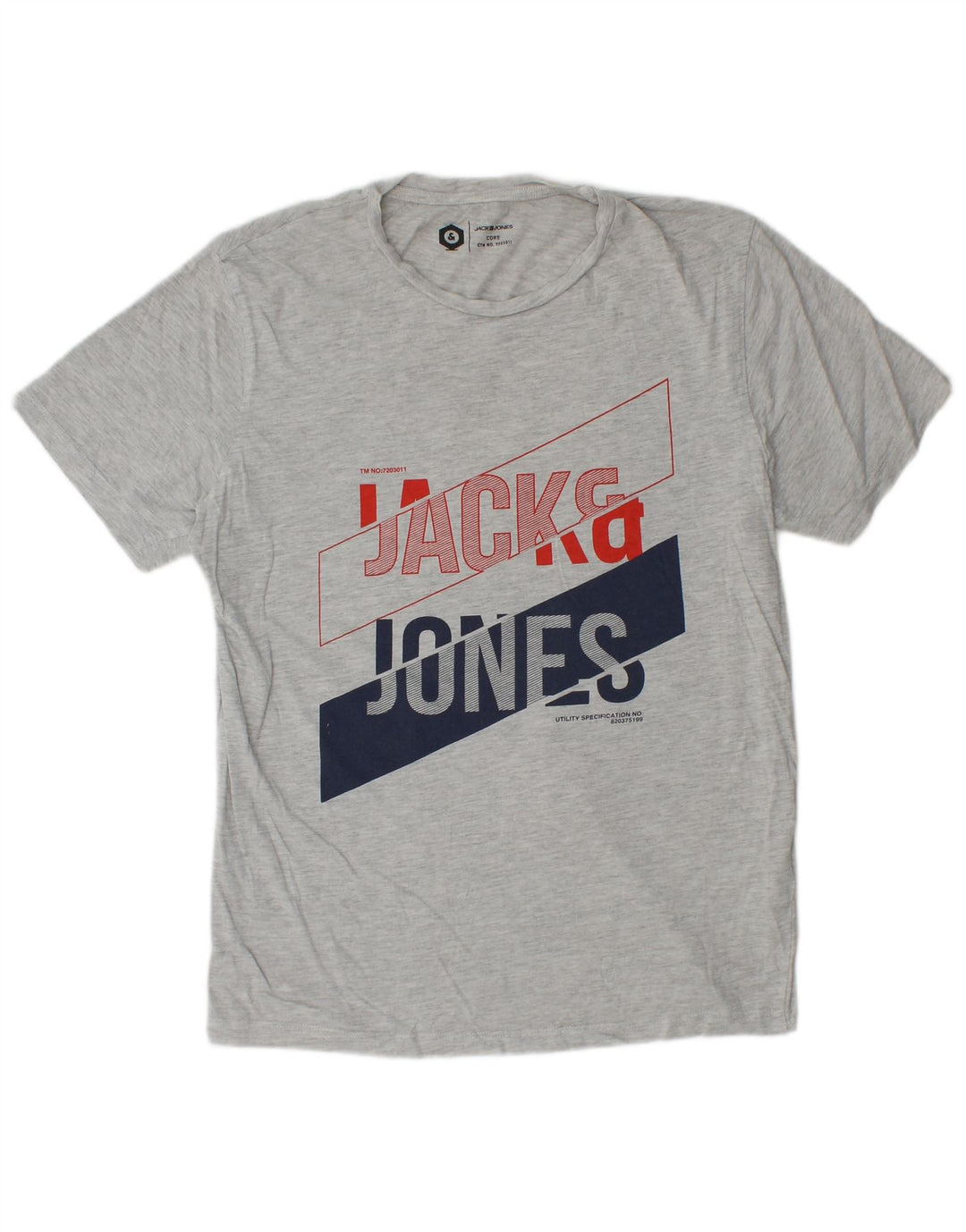 Camiseta gráfica masculina Jack & Jones algodão cinza médio