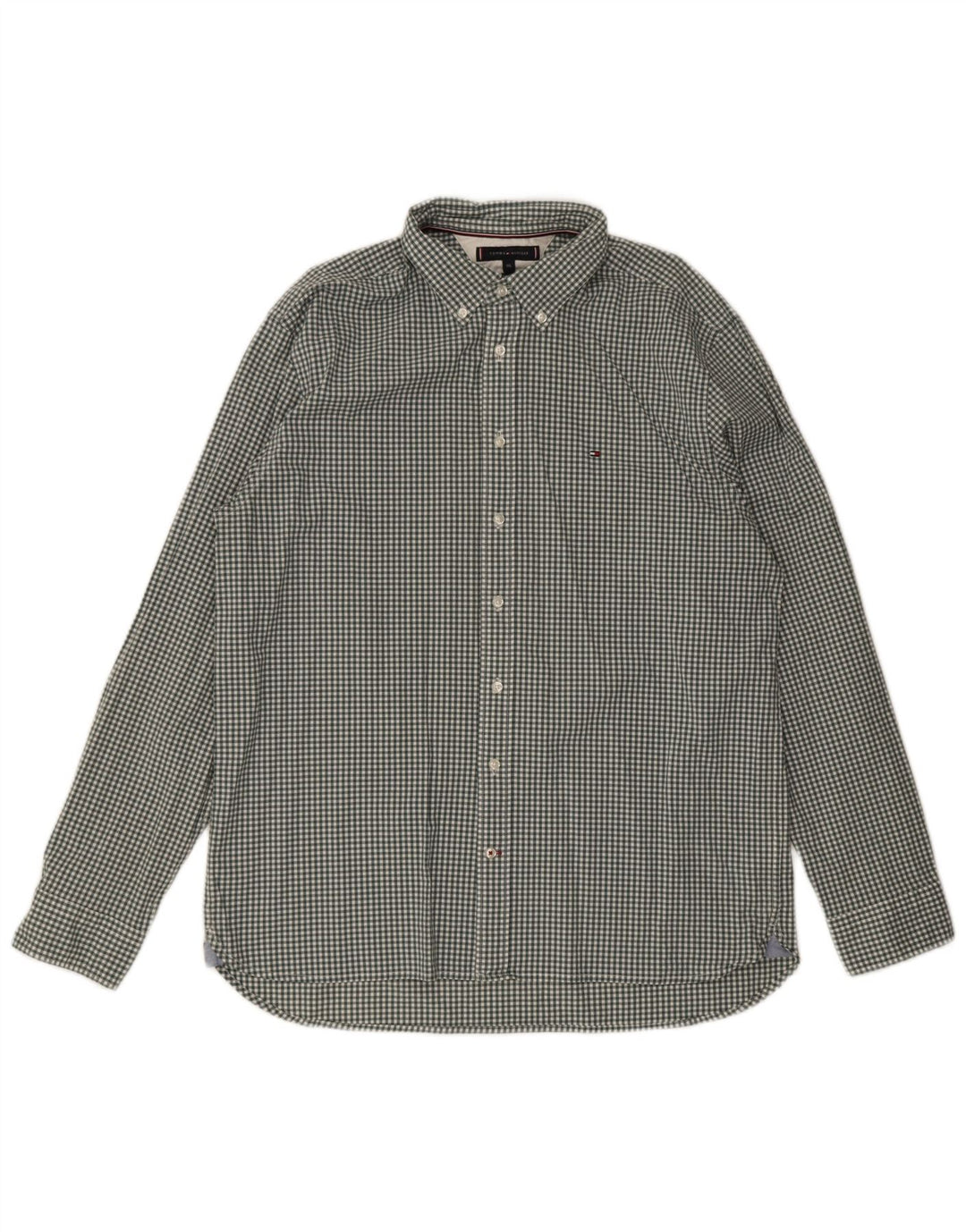 Tommy Hilfiger Camisa masculina regular fit 2XL algodão verde guingão