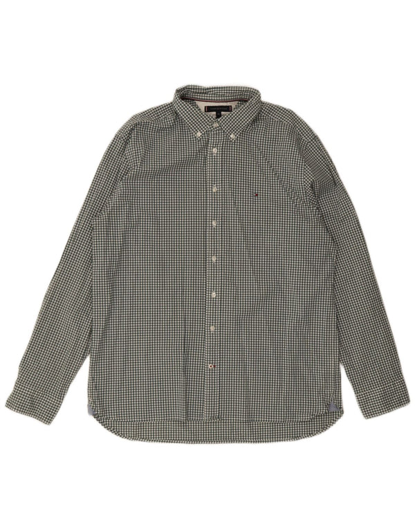 Tommy Hilfiger Camisa masculina regular fit 2XL algodão verde guingão