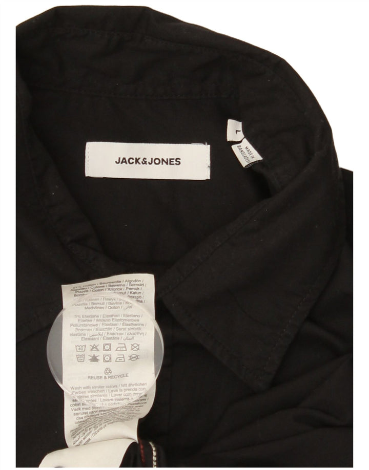 Camisa masculina JACK & JONES grande algodão preto