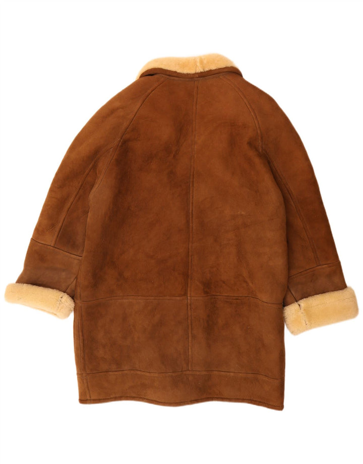 Prisma Casaco feminino oversized shearling EU 44 XL couro marrom