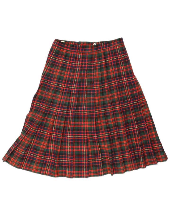 Saia plissada feminina vintage W28 xadrez médio multicolorido