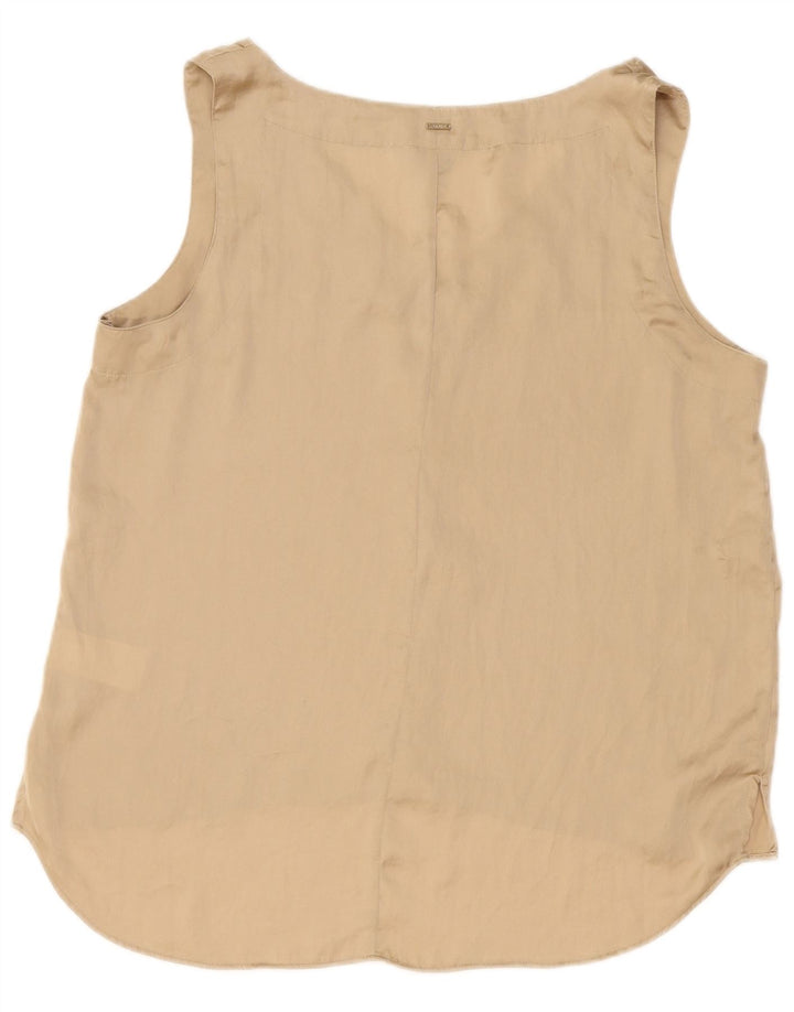 Blusa feminina sem mangas Dkny UK 18 XL bege poliéster