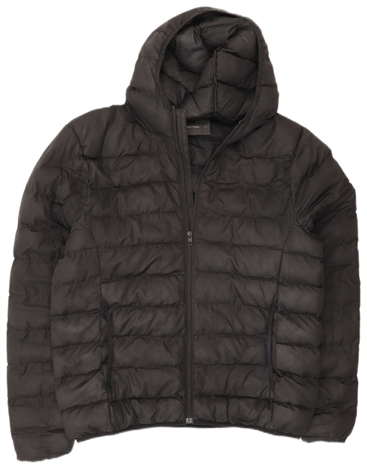 Jaqueta masculina acolchoada com capuz French Connection UK 40 grande preta