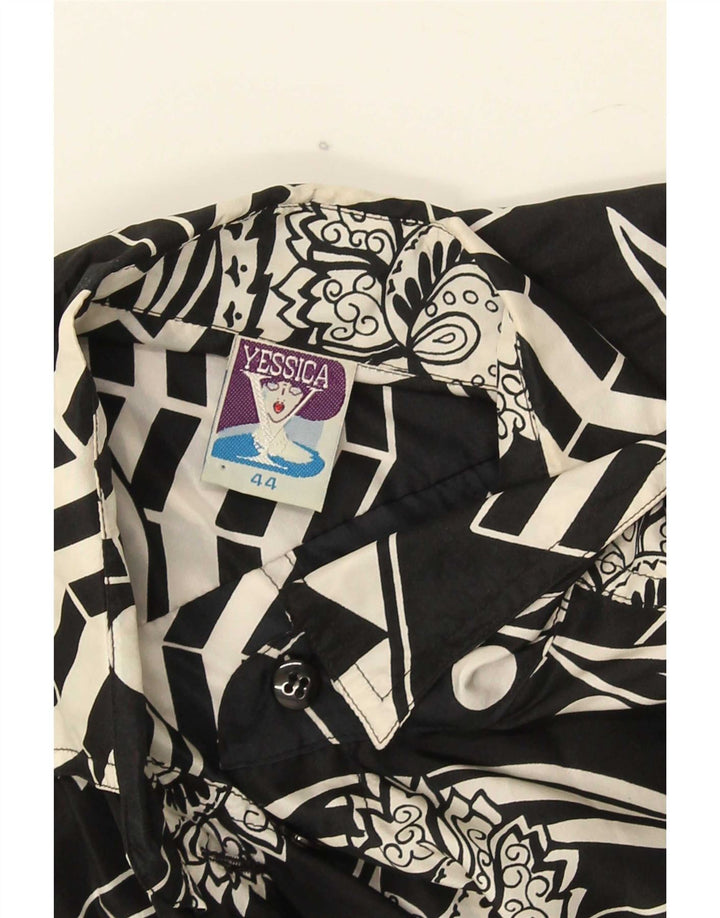 Blusa feminina Yessica com estampa abstrata IT 44 seda preta média